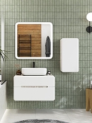 Тумба под раковину Art&Max Genova 80 AM-Genova-800-2C-SO-CH подвесная Белая глянцевая Бетон хафит-7