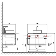 Тумба под раковину Art&Max Genova 80 AM-Genova-800-2C-SO-CH подвесная Белая глянцевая Бетон хафит-10