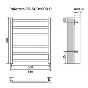 Электрический полотенцесушитель Azario Palermo 500x600 П6 AZ83856B диммер справа Черный-5