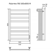 Электрический полотенцесушитель Azario Palermo 500x800 П8 AZ83858W диммер справа Белый-5