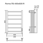 Электрический полотенцесушитель Azario Parma 400x600 П6 AZ10846W диммер справа Белый-5