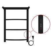 Электрический полотенцесушитель Azario Verona 400x600 П6 AZ04846PB с полкой, диммер справа Черный-3