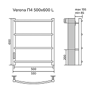 Электрический полотенцесушитель Azario Verona 500x600 П4 AZ04756 диммер слева Хром-5