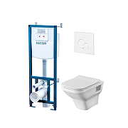 Комплект унитаза с инсталляцией Santek Лайн 1WH501750 с сиденьем Микролифт и клавишей смыва цвет Белый