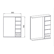 Зеркало со шкафом VIANT Вена 50 VVEN50-ZSHR цвет Белый-2