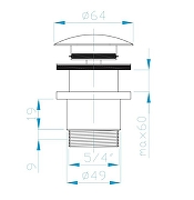 Донный клапан PlastBrno EUVCT06 click clack цвет Оружейный металл-1