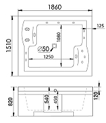 Акриловая ванна Gemy 186x151 G9052 II B R с гидромассажем-3