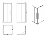 Душевой уголок Esbano 100x80 ESF-80D1+100D2-B к-т профиль Черный матовый стекло прозрачное-1