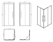 Душевой уголок Esbano 120х80 ESF-80D1+120D2-B к-т профиль Черный матовый стекло прозрачное-1