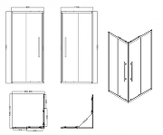 Душевой уголок Esbano 110х90 ESF-90D1+110D2-B к-т профиль Черный матовый стекло прозрачное-1