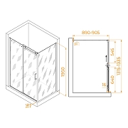 Душевой уголок RGW Tornado 130x90 020744139-11 профиль цвет Хром стекло прозрачное-1