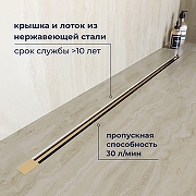 Душевой лоток RGW SDR 76215010-06 с решеткой цвет Золото BRUSH-1
