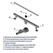 Душевой лоток RGW SDR 76215160-13 с решеткой цвет Сатин-3
