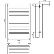 Электрический полотенцесушитель Terminus Аврора П8 500х800 КС 4670078556981 с полкой цвет Черный муар-2