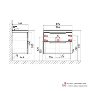 Тумба под раковину Raval Wector 80 Wct.01.80/P/A/MD подвесная цвет Антрацит-11