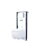 Комплект унитаза с инсталляцией Iddis Basic BASAI03i73 цвет Белый с сиденьем Микролифт и клавишей смыва цвет Белый глянцевый