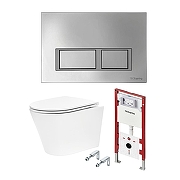 Комплект унитаза с инсталляцией Tece TECEspring base K401201WCK цвет Белый с сиденьем Микролифт и клавишей смыва цвет Хром глянцевый