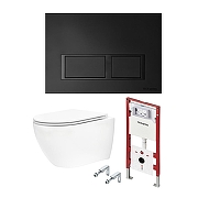Комплект унитаза с инсталляцией Tece TECEspring base K401204WCR цвет Белый с сиденьем Микролифт и клавишей смыва цвет Черный матовый