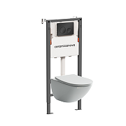 Унитаз с инсталляцией Ceramicanova Mono CN1905_121001MB цвет Белый с сиденьем Микролифт и клавишей смыва цвет Черный матовый