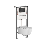 Унитаз с инсталляцией Ceramicanova New Day CN3005_121001MB цвет Белый с сиденьем Микролифт и клавишей смыва цвет Черный матовый