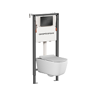 Унитаз с инсталляцией Ceramicanova New Day CN3005_121002MB цвет Белый с сиденьем Микролифт и клавишей смыва цвет Черный матовый