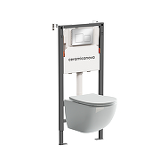 Унитаз с инсталляцией Ceramicanova Forma CN3009_121002CH цвет Белый с сиденьем Микролифт и клавишей смыва цвет Хром глянцевый