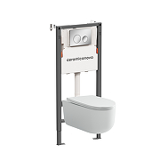 Унитаз с инсталляцией Ceramicanova Ulma CN4006_121001CH цвет Белый с сиденьем Микролифт и клавишей смыва цвет Хром глянцевый