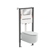 Унитаз с инсталляцией Ceramicanova Ulma CN4006_121002CH цвет Белый с сиденьем Микролифт и клавишей смыва цвет Хром глянцевый