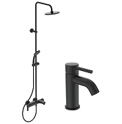 Душевая система Ideal Standard Cerafine O BL749S4 со смесителем для раковины цвет Silk Black / Черный шелк