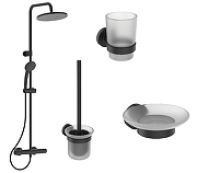 Душевая система Ideal Standard Ceratherm T25 BL7546S3 с термостатом с аксессуарами для ванной цвет Silk Black / Черный шелк