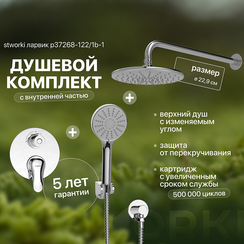 Душевая система STWORKI Ларвик P37268-122/1B-1 