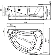 Акриловая ванна Radomir Альбена 168x120 L 1-01-2-1-1-015К цвет Белый со слив-переливом Хром-2