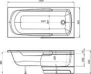 Акриловая ванна DIWO Ростов 150х70 цвет Белый-11