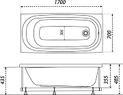 Акриловая ванна DIWO Анапа 170х70 Щ0000055220 цвет Белый-6