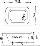 Акриловая ванна DIWO Брянск 100х70 VN-733200 цвет Белый-16