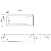Акриловая ванна Creo Ceramique 180х80 BA003 цвет Белый-1