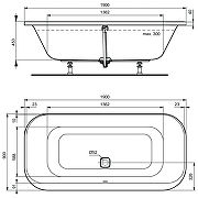 Акриловая ванна Ideal Standard Tonic II 190х90 K747301 цвет Euro White / Евробелый-2