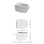 Унитаз Scarabeo Glam 5203/TW+bioker подвесной цвет Белый без сиденья-3