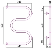 Водяной полотенцесушитель Сунержа М-образный 60x40 12-4007-6040 цвет Белый-2