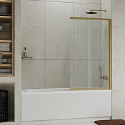 Шторка на ванну WasserKRAFT Schunter 80 82S02-80 профиль цвет Золото матовое стекло прозрачное-2