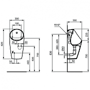 Писсуар Ideal Standard Sphero E189701 подвесной цвет Euro White / Евробелый-11