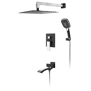Душевая система Hansberge Cubito H6077BC с термостатом цвет Черный матовый Хром