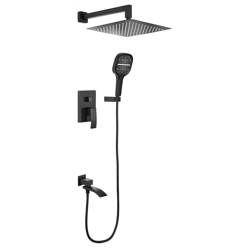Душевая система Hansberge Cubito H6077BL с термостатом 