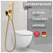 Гигиенический душ со смесителем Hansberge Cubito H3077GO цвет Золото глянцевое-1