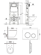 Унитаз с инсталляцией Agger ATI09150L+APB144 цвет Белый с сиденьем Микролифт и клавишей смыва цвет Черный матовый-3