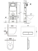 Унитаз с инсталляцией Agger ATI09150L+APB244 цвет Белый с сиденьем Микролифт и клавишей смыва цвет Черный матовый-3