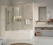 Шторка на ванну Azario Boston AZ-141 80 (41,5+38,5)*140 профиль Хром стекло прозрачное-3