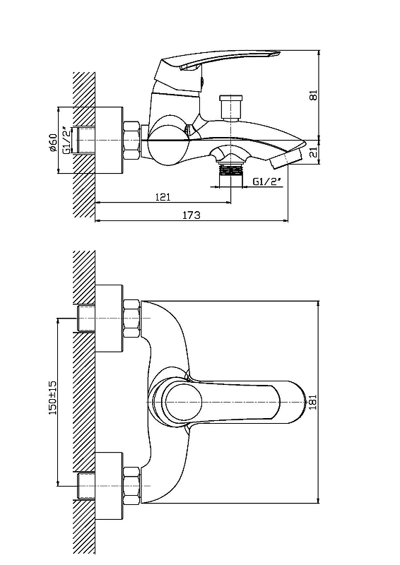Смеситель для ванны Orange Alfi M18-100cr 