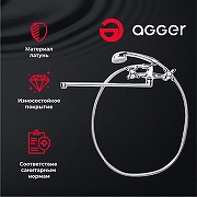 Смеситель для ванны Agger Retro A1921100 универсальный Хром-3