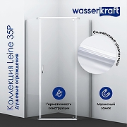 Душевой уголок WasserKRAFT Leine 90х90 35P11 профиль Хром стекло прозрачное-5